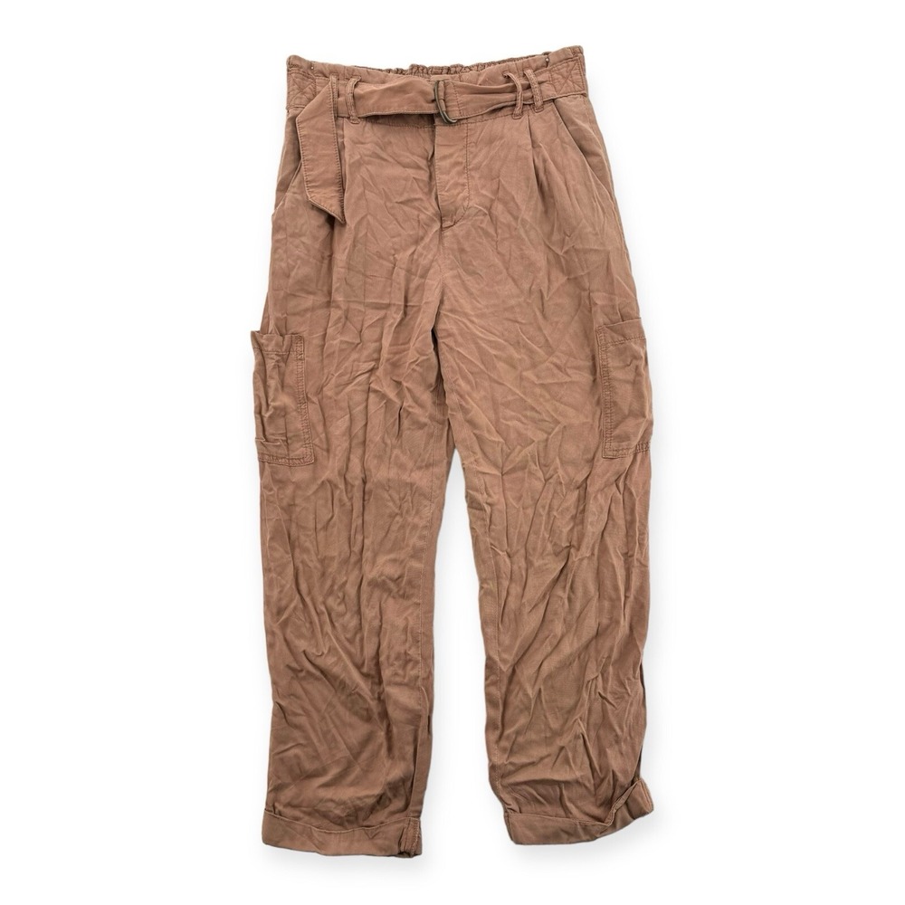 Free People Womens Size 4 High Waist PaperBag Cargo Pants With Belt Elastic